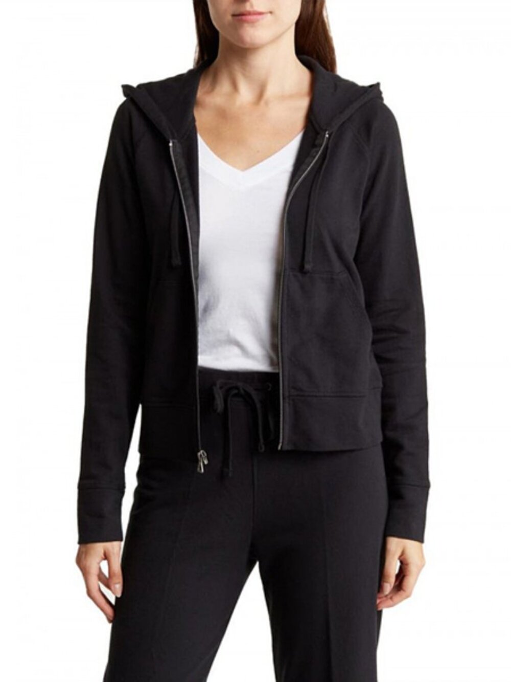 NWT $225 James Perse BLACK Cotton French Terry Zip-Up Hoodie Jacket SIZE 1